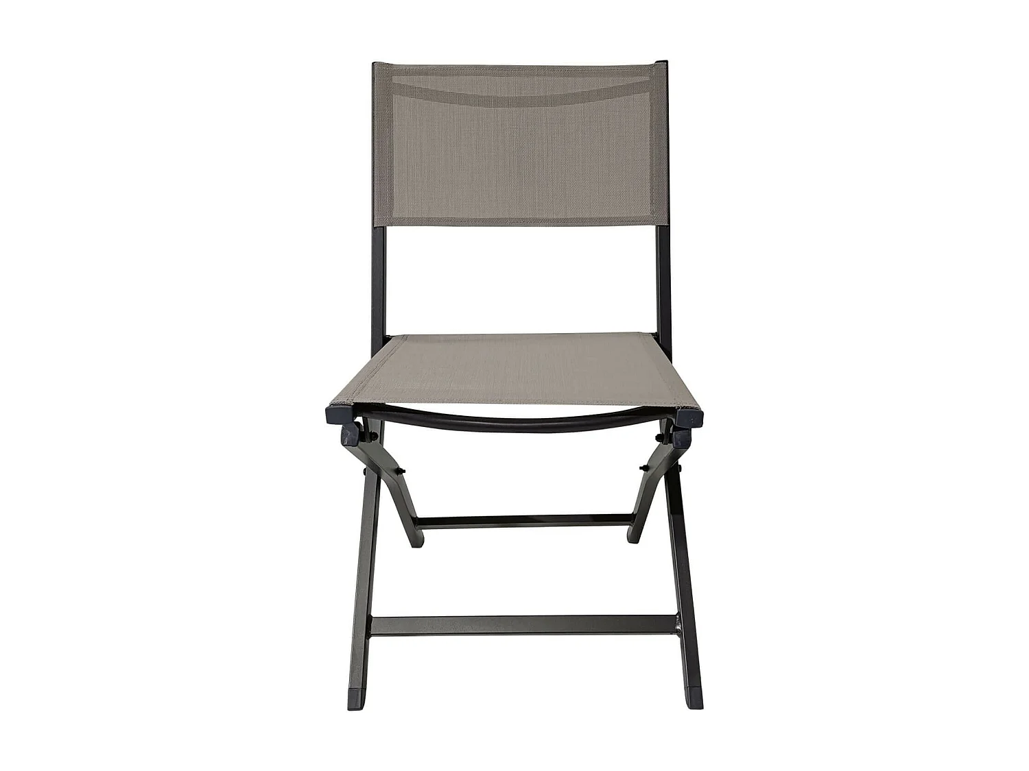Chaises pliantes Rebecca Mobili Murici 84x48x57 Aluminium Polyester Gris foncé Beige Moderne ENSEMBLE 2 pièces Assemblé