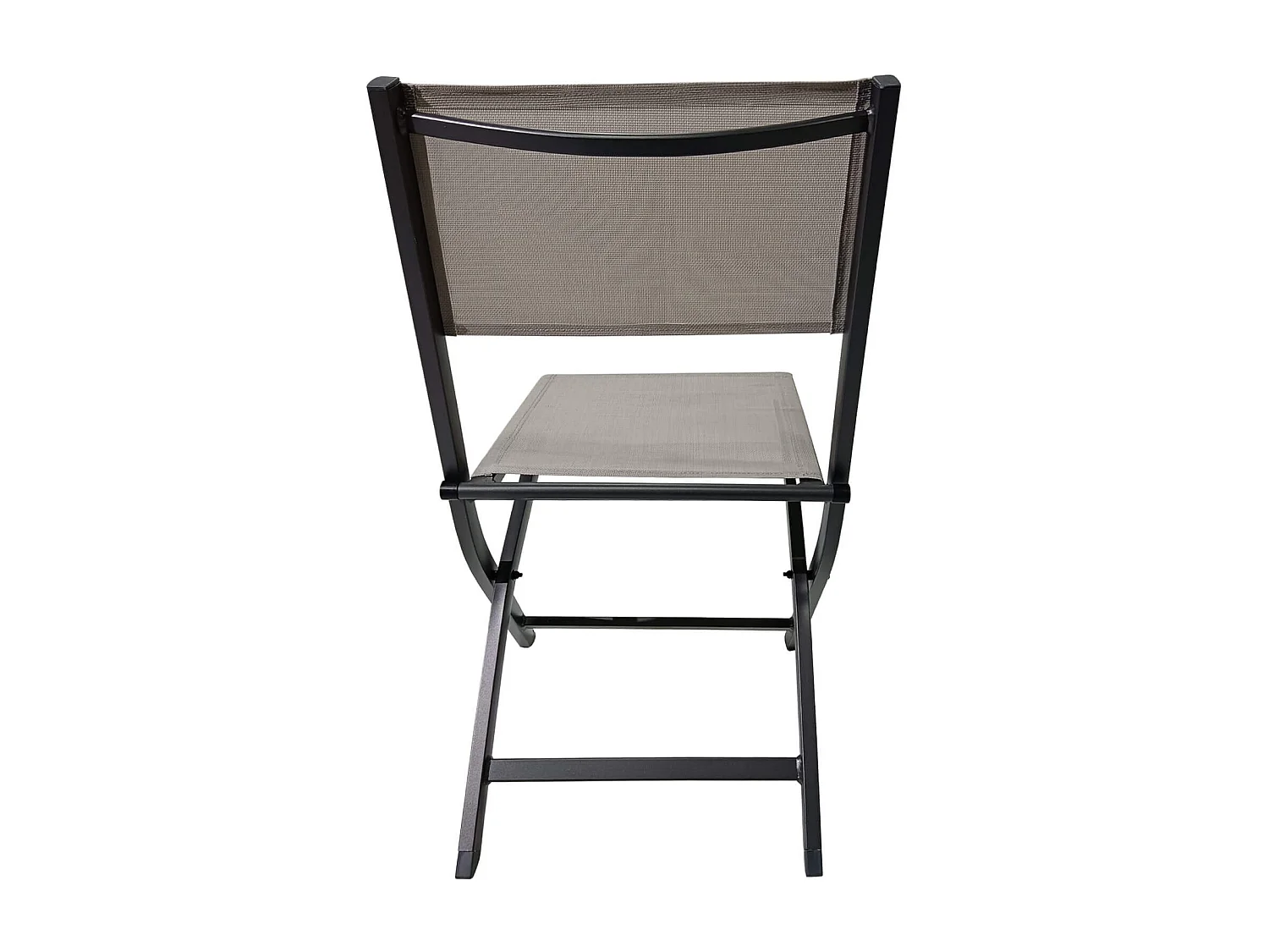 Chaises pliantes Rebecca Mobili Murici 84x48x57 Aluminium Polyester Gris foncé Beige Moderne ENSEMBLE 2 pièces Assemblé