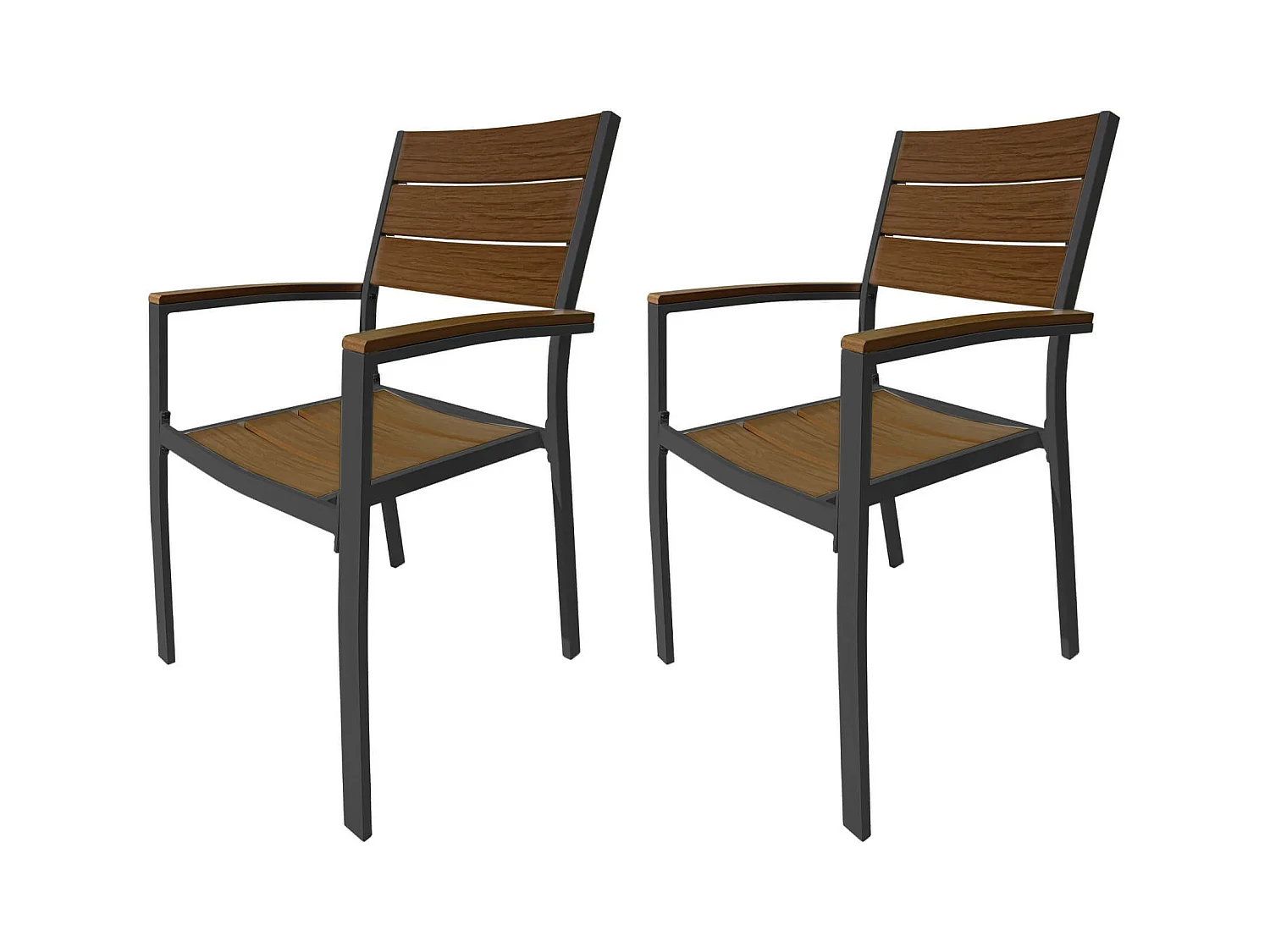 Chaises d'extérieur Rebecca Mobili Calden 89,5x56x60,5 Aluminium Polywood Gris foncé Marron Moderne ENSEMBLE 2 pièces À monter