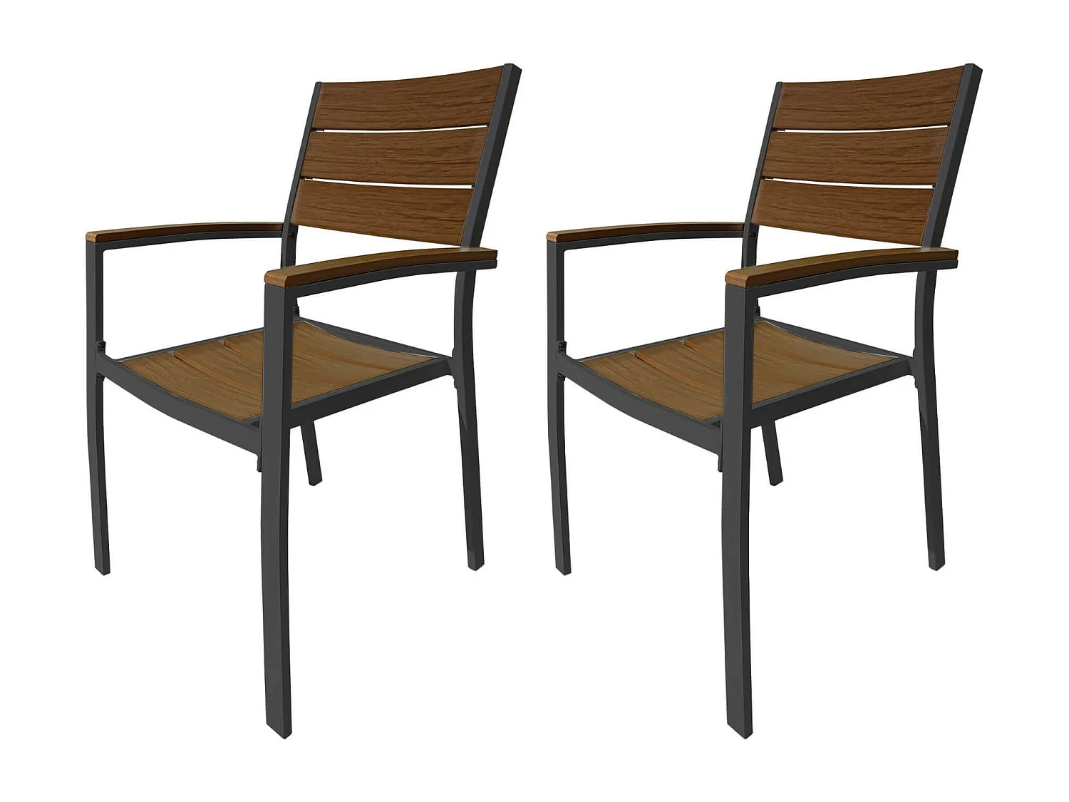 Chaises d'extérieur Rebecca Mobili Calden 89,5x56x60,5 Aluminium Polywood Gris foncé Marron Moderne ENSEMBLE 2 pièces À monter