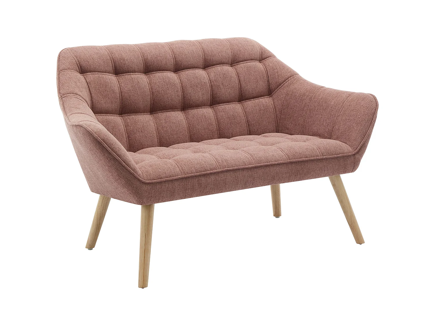 Canapé 2 places et fauteuil en tissu rose chiné CASERTA