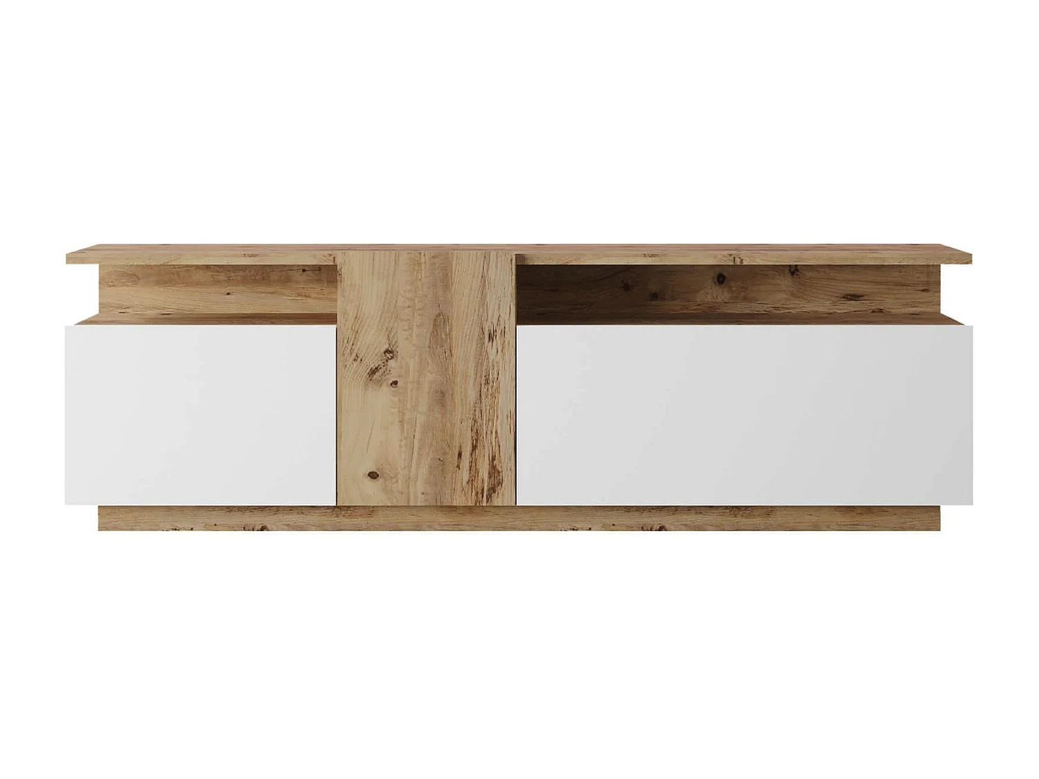 Meuble TV Rebecca Mobili Nergis 46,5x150x29,5 Panneau de particules Chêne clair Blanc Moderne