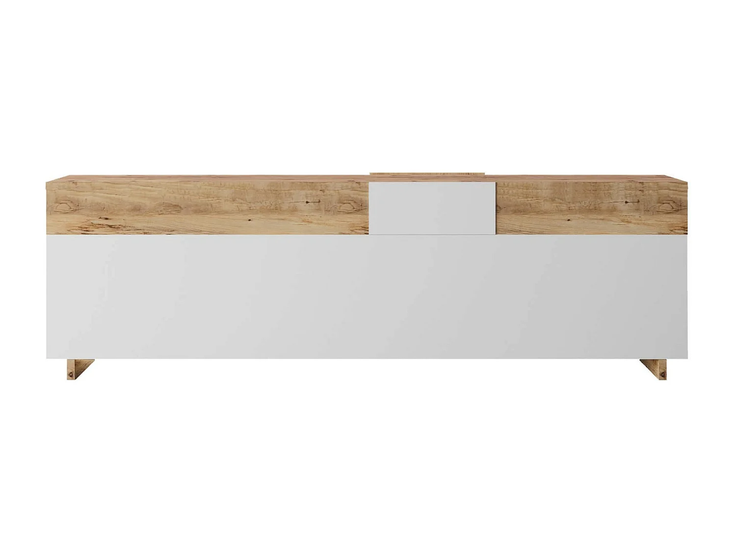 Meuble TV Rebecca Mobili Nergis 46,5x150x29,5 Panneau de particules Chêne clair Blanc Moderne