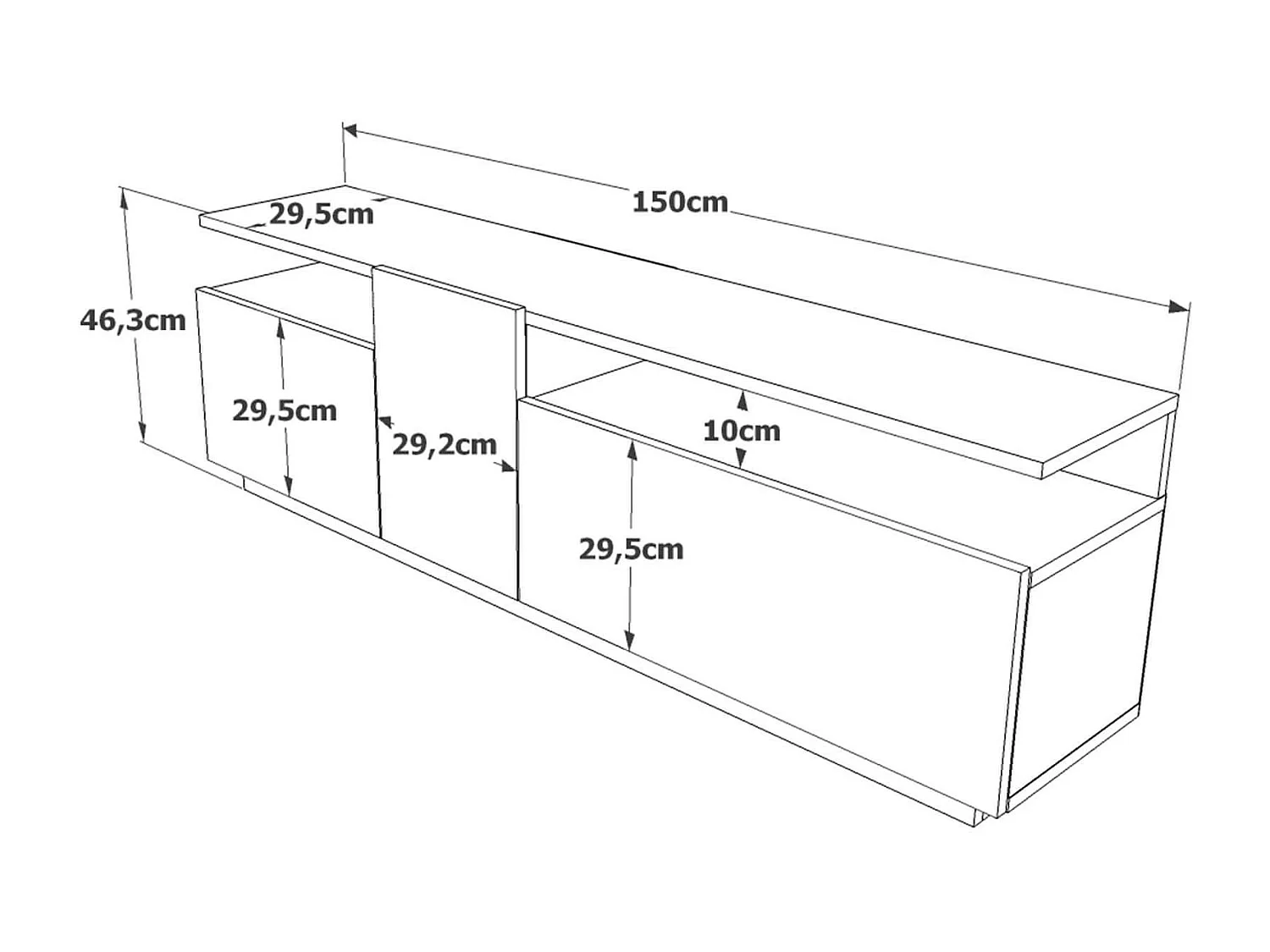 Móvel de TV Rebecca Mobili Nergis 46,5x150x29,5 Aglomerado Carvalho Claro Branco Moderno