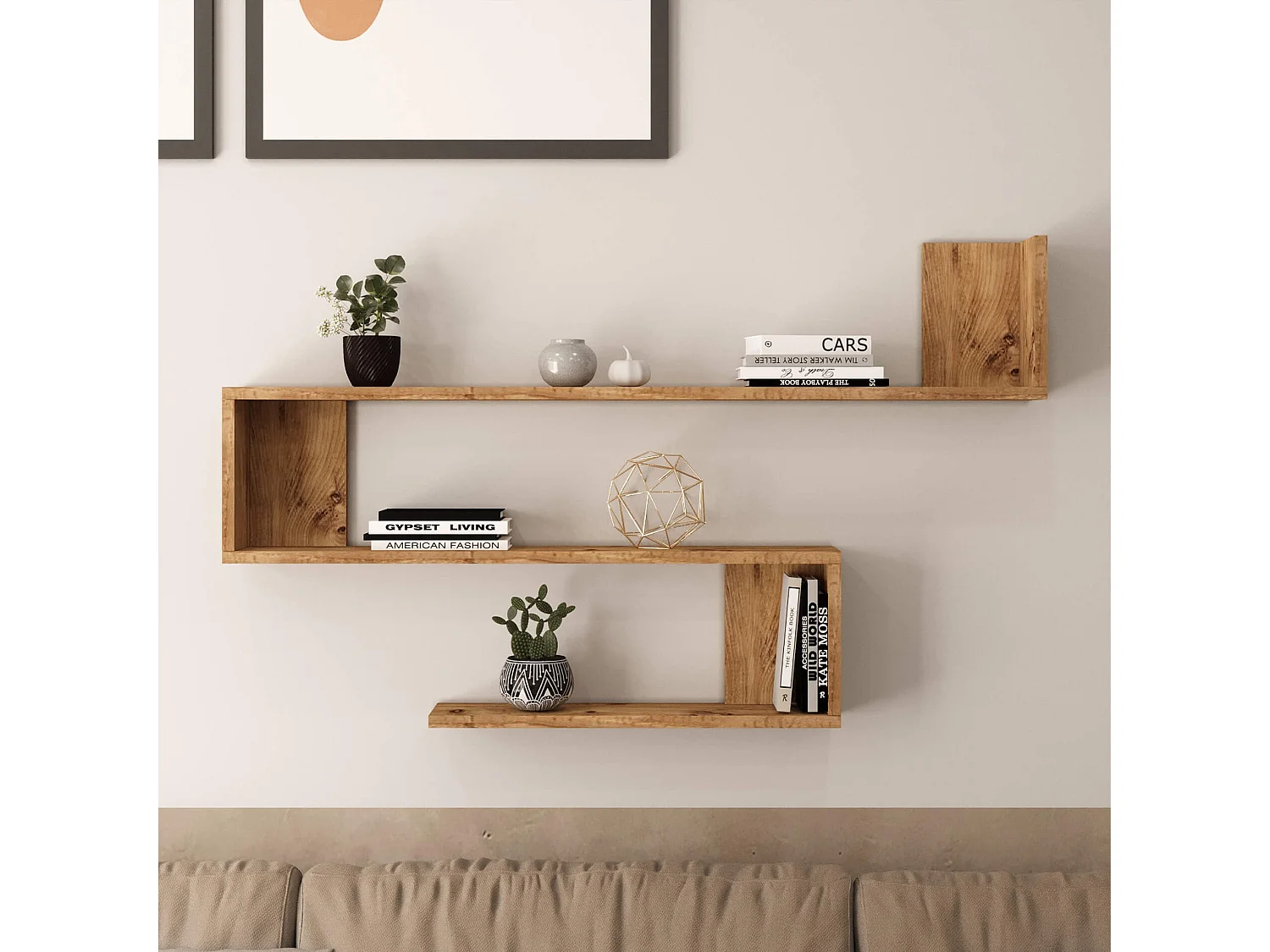 Étagère Rebecca Mobili Abura 71,5x120x14,5 Panneau de particules Chêne clair Moderne