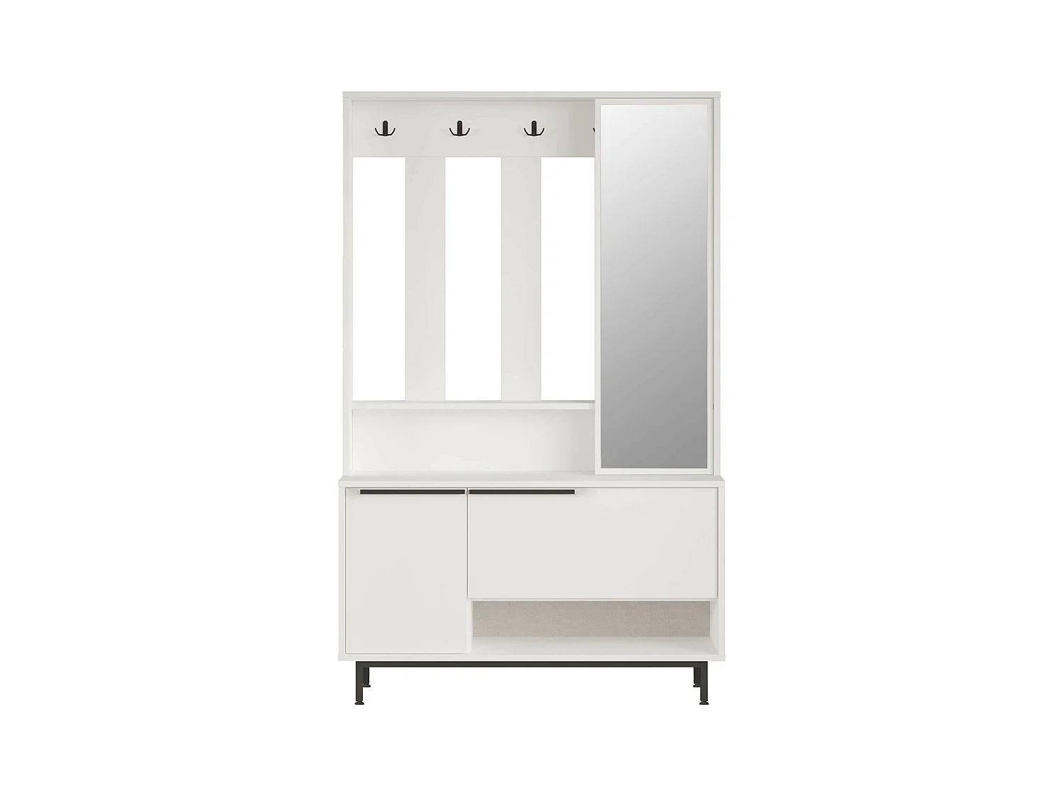 Armoire d'entrée Rebecca Mobili Mikan 178x112x33,5 Panneau de particules Verre Blanc Gris Foncé Moderne