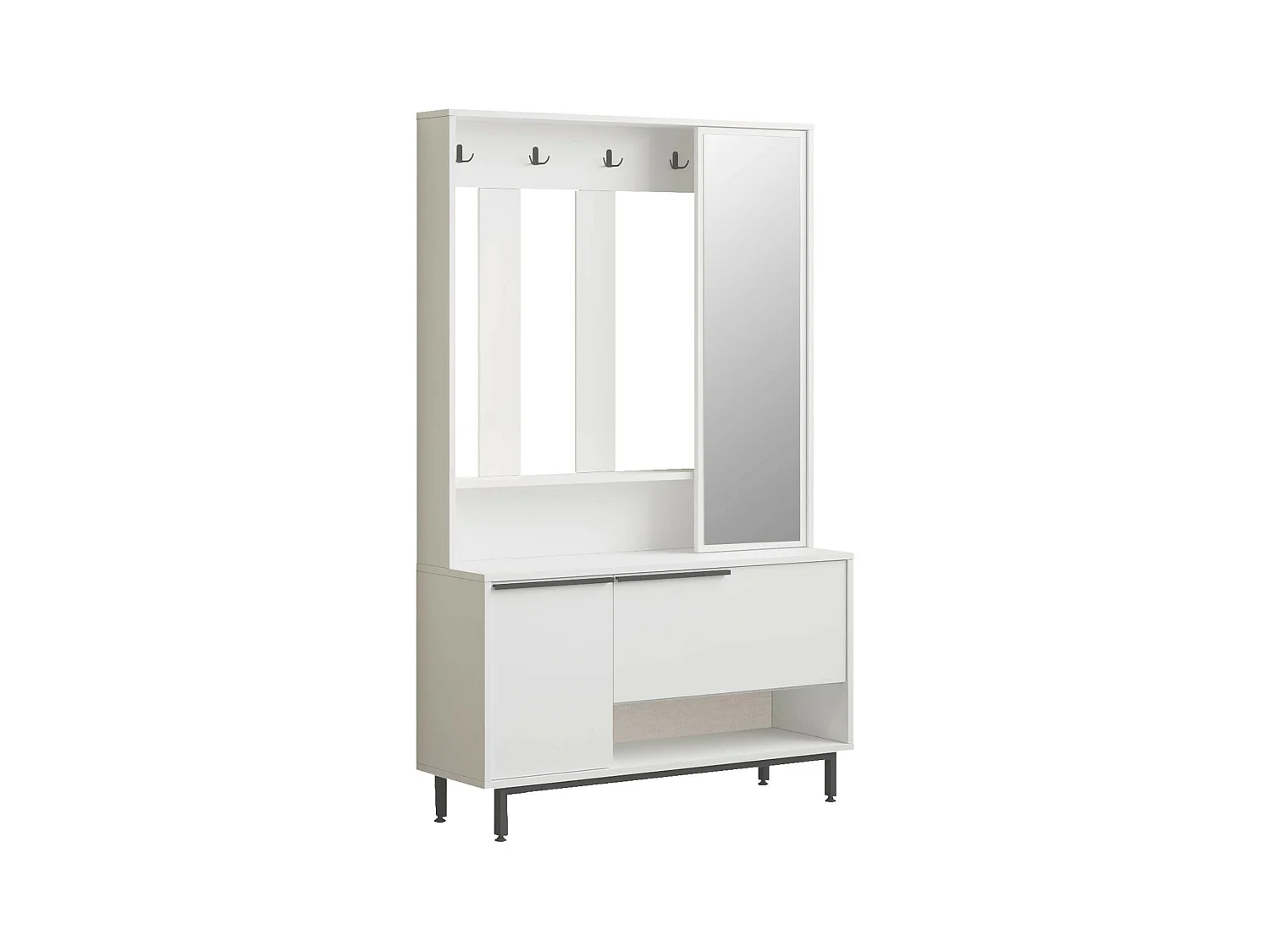 Armoire d'entrée Rebecca Mobili Mikan 178x112x33,5 Panneau de particules Verre Blanc Gris Foncé Moderne