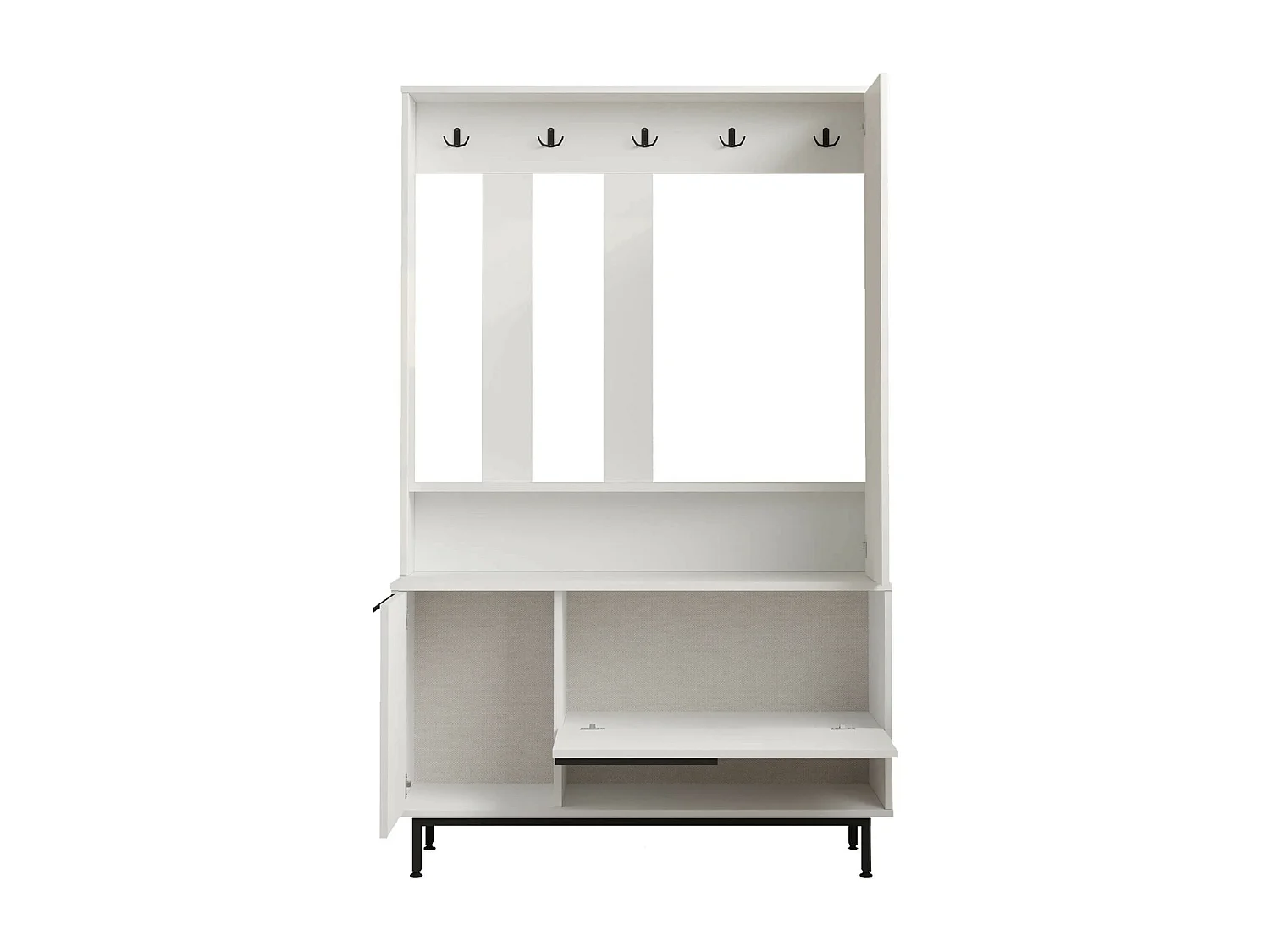 Armoire d'entrée Rebecca Mobili Mikan 178x112x33,5 Panneau de particules Verre Blanc Gris Foncé Moderne