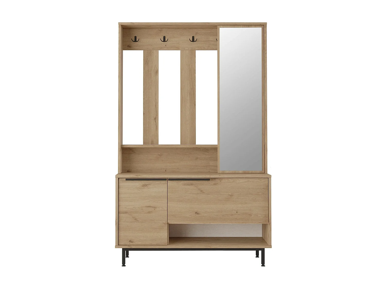 Guardaroba da Ingresso Rebecca Mobili Giloy 178x112x33,5 Truciolato Vetro Rovere Chiaro Grigio Scuro Moderno