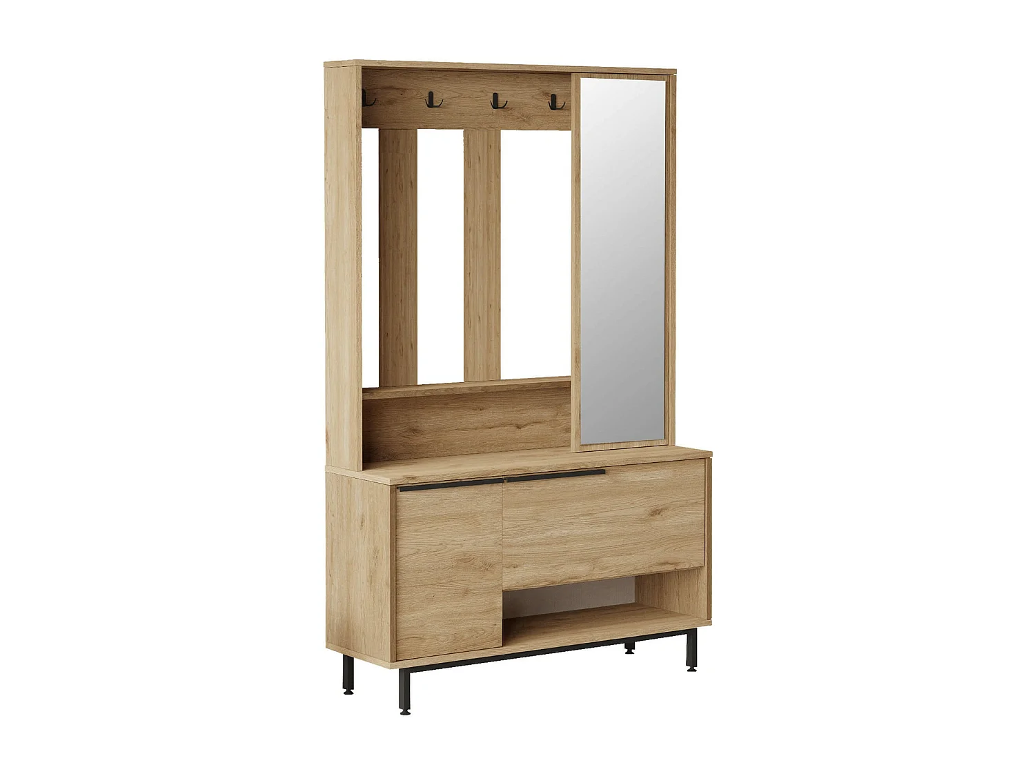 Armoire d'entrée Rebecca Mobili Giloy 178x112x33,5 Panneau de particules Verre Chêne clair Gris Foncé Moderne