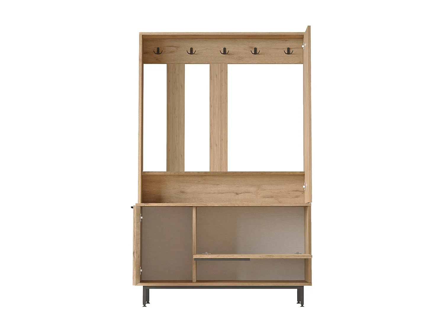 Armoire d'entrée Rebecca Mobili Giloy 178x112x33,5 Panneau de particules Verre Chêne clair Gris Foncé Moderne