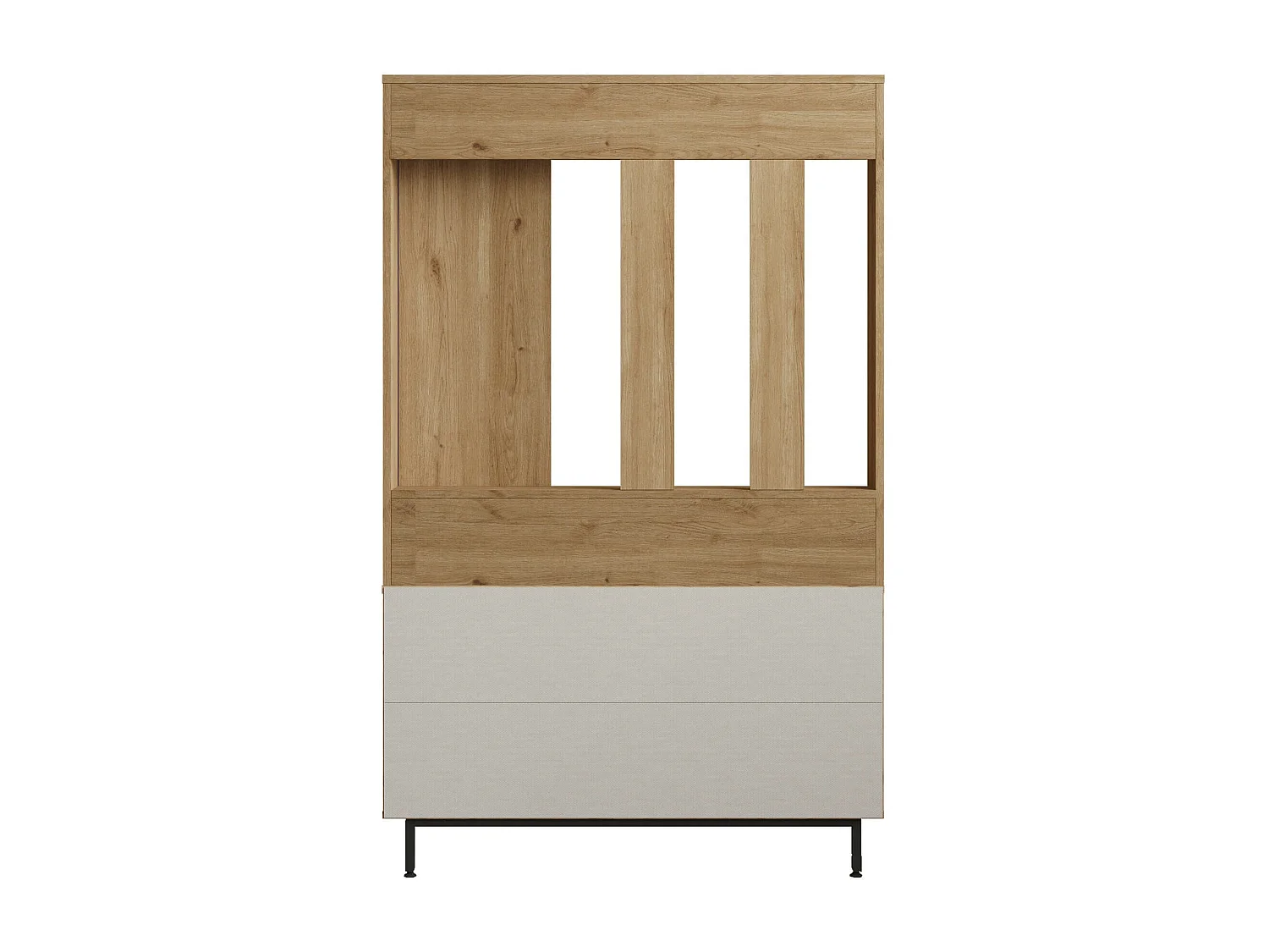 Armoire d'entrée Rebecca Mobili Giloy 178x112x33,5 Panneau de particules Verre Chêne clair Gris Foncé Moderne