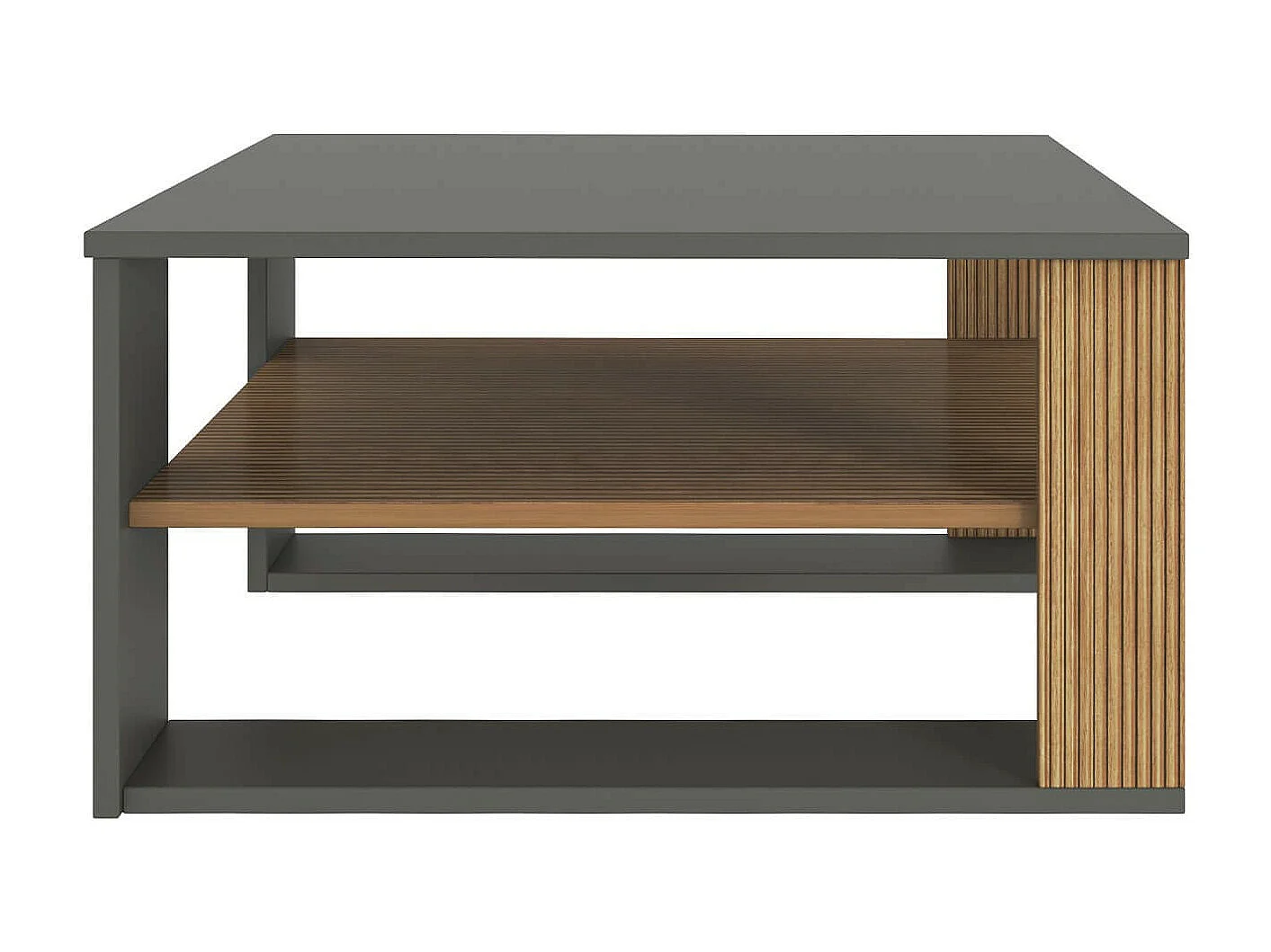 Tavolino Basso Rebecca Mobili Kabak 40x75x75 Truciolato Marrone Scuro Grigio Scuro Moderno