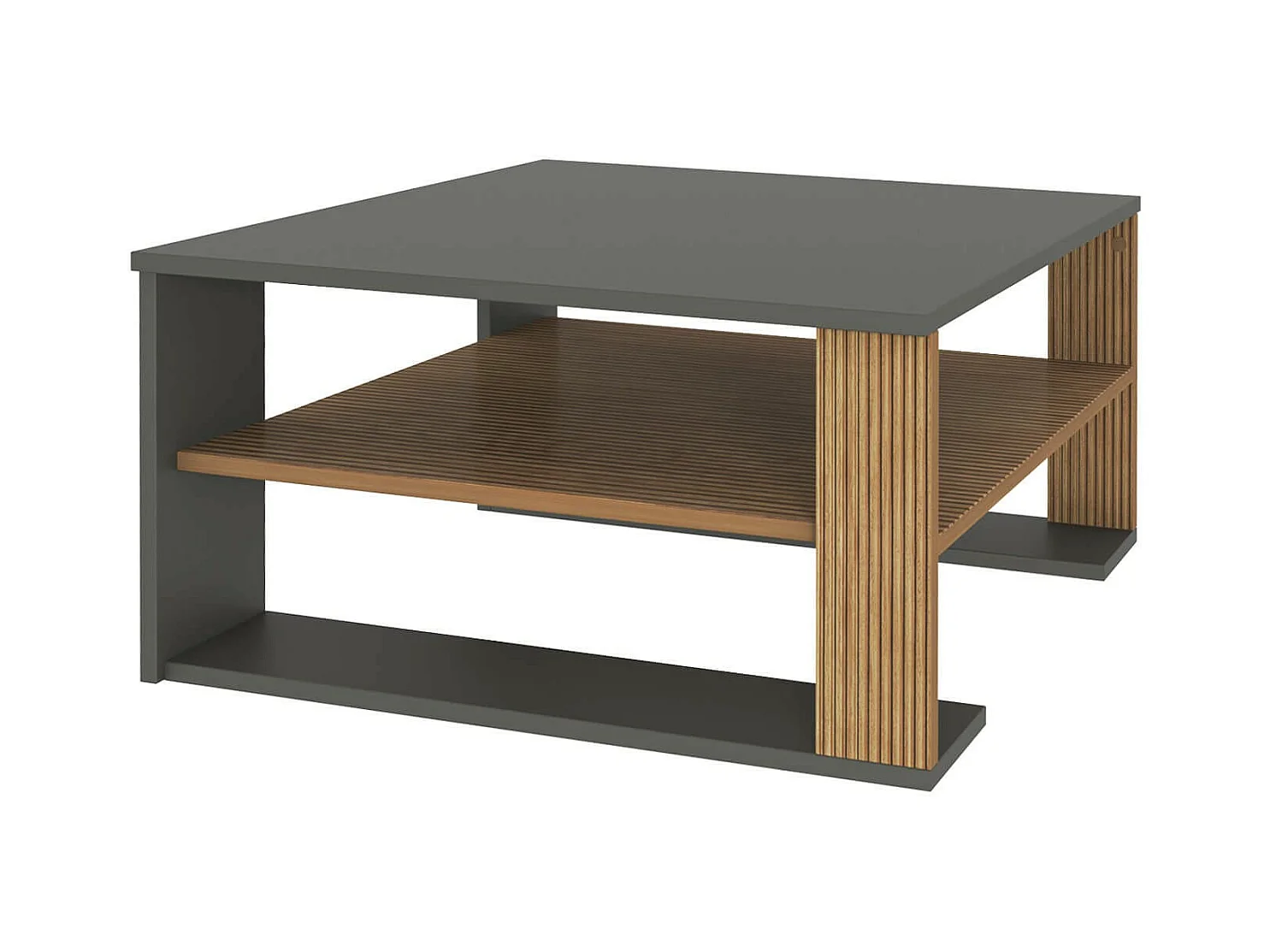 Table Basse Rebecca Mobili Kabak 40x75x75 Panneau de particules Marron Foncé Gris Foncé Moderne