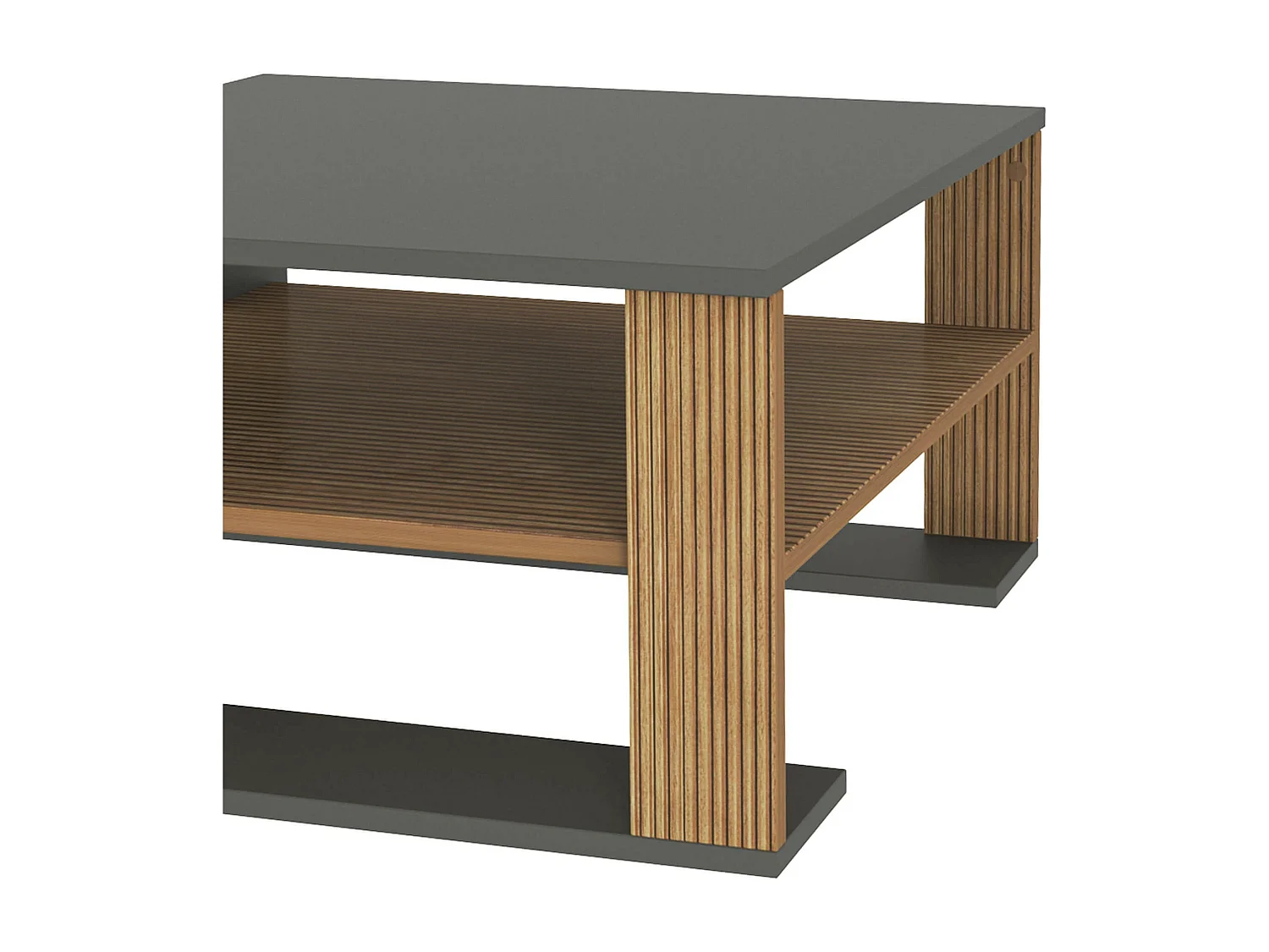 Tavolino Basso Rebecca Mobili Kabak 40x75x75 Truciolato Marrone Scuro Grigio Scuro Moderno