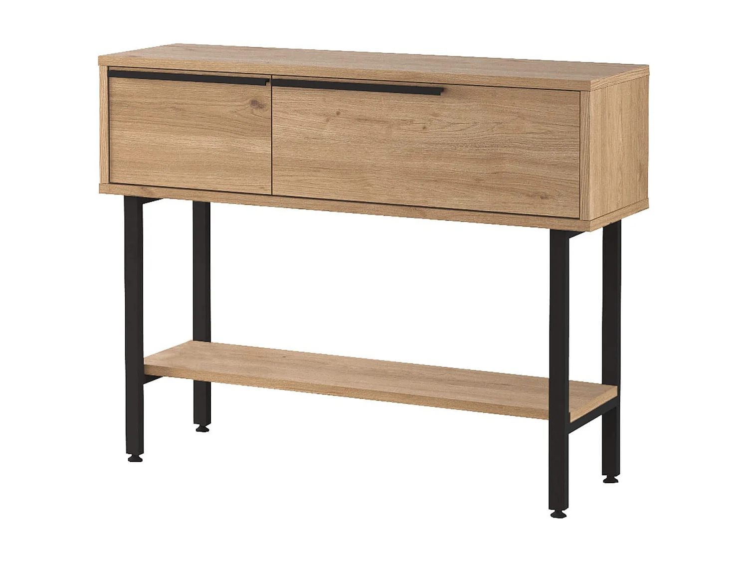 Consolle da Ingresso Rebecca Mobili Hinoki 76x100x29,5 Truciolato Ferro Rovere Chiaro Grigio Scuro Moderno