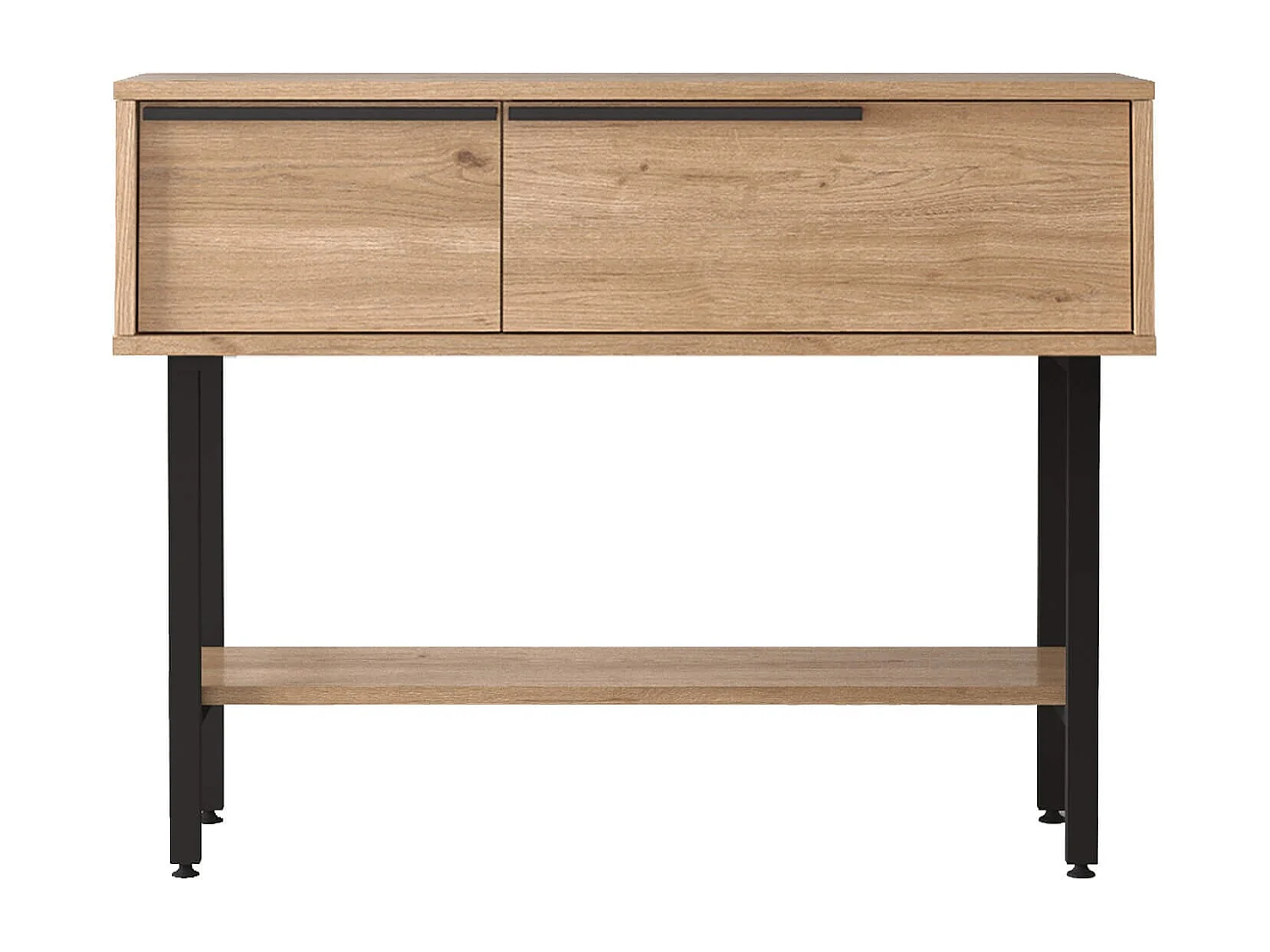 Console d'entrée Rebecca Mobili Hinoki 76x100x29,5 Panneau de particules Fer Chêne clair Gris Foncé Moderne