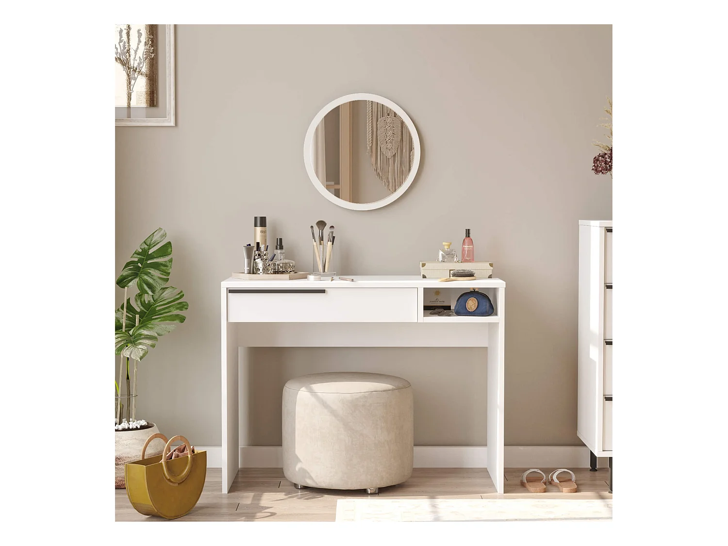 Secretária Rebecca Mobili Boyum 75x100x44,5 Aglomerado Ferro Branco Moderno