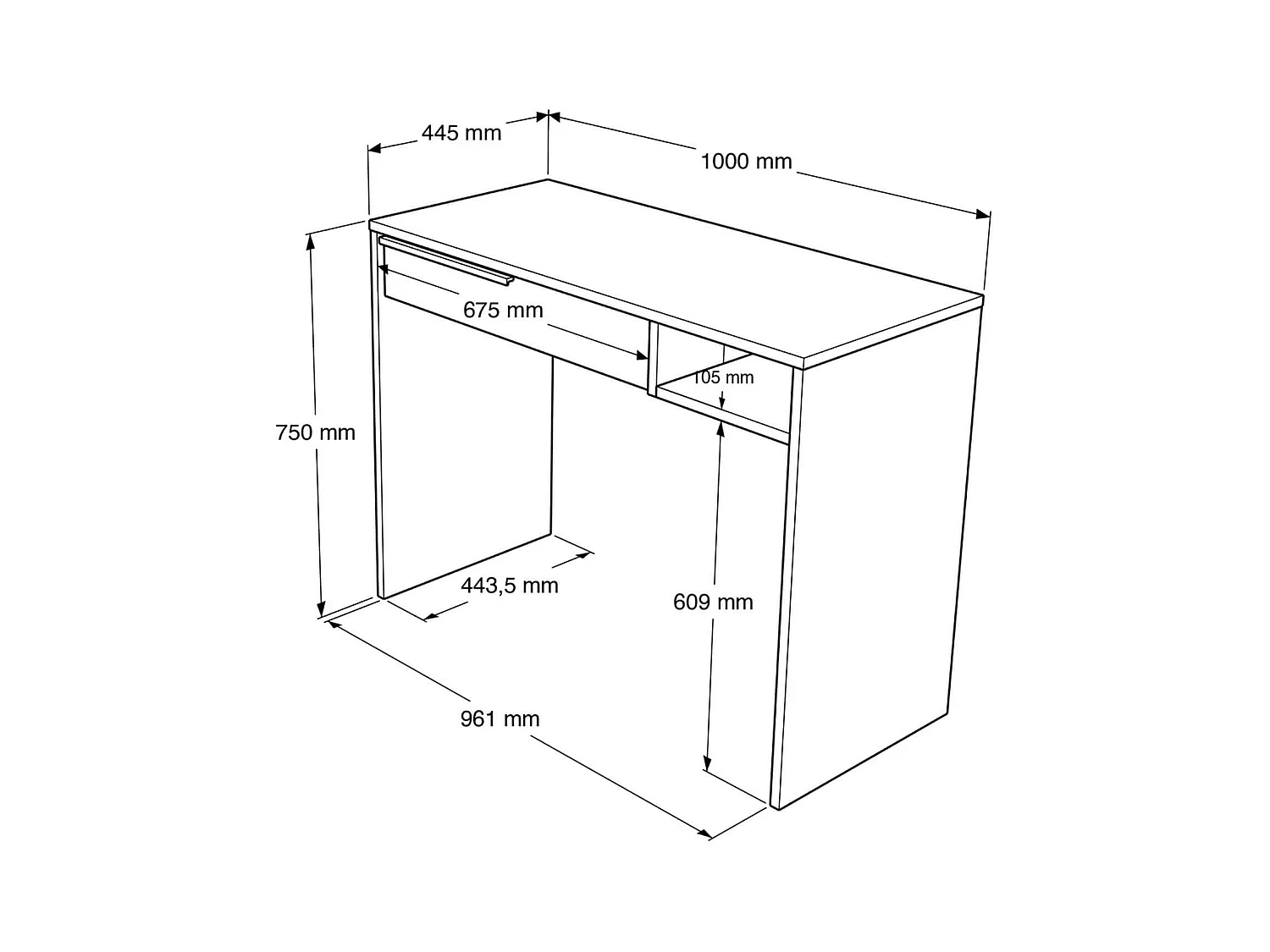 Secretária Rebecca Mobili Boyum 75x100x44,5 Aglomerado Ferro Branco Moderno