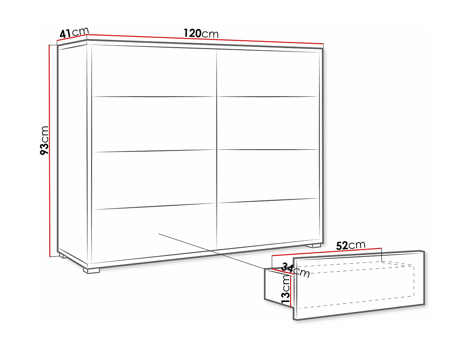 Commode Comfivo Fersoe 104, Cachemire, Avec tiroirs, 93x120x41cm