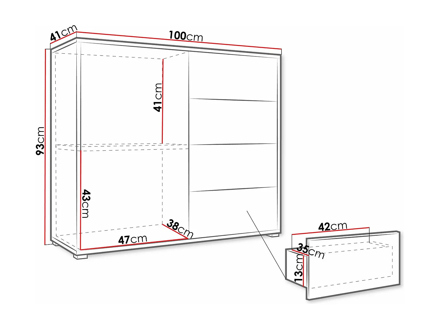 Cómoda Comfivo Fersoe 102, Cachemira, Con cajones y puertas, 93x100x41cm