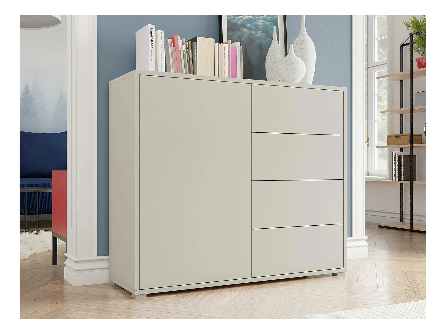 Commode Comfivo Fersoe 102, Cachemire, Avec tiroirs et portes, 93x100x41cm