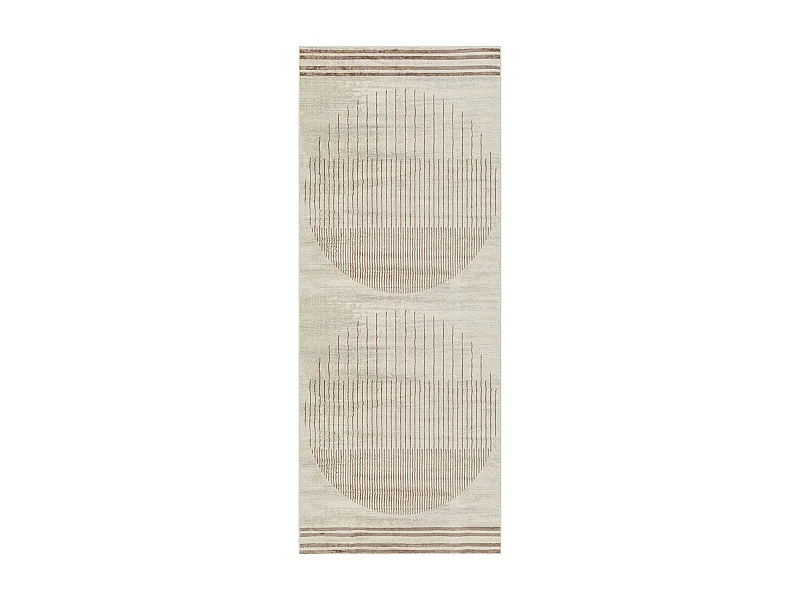 Tapis de Couloir Scandinave Moderne - Brun/Ivoire - 80x220cm - ENSO