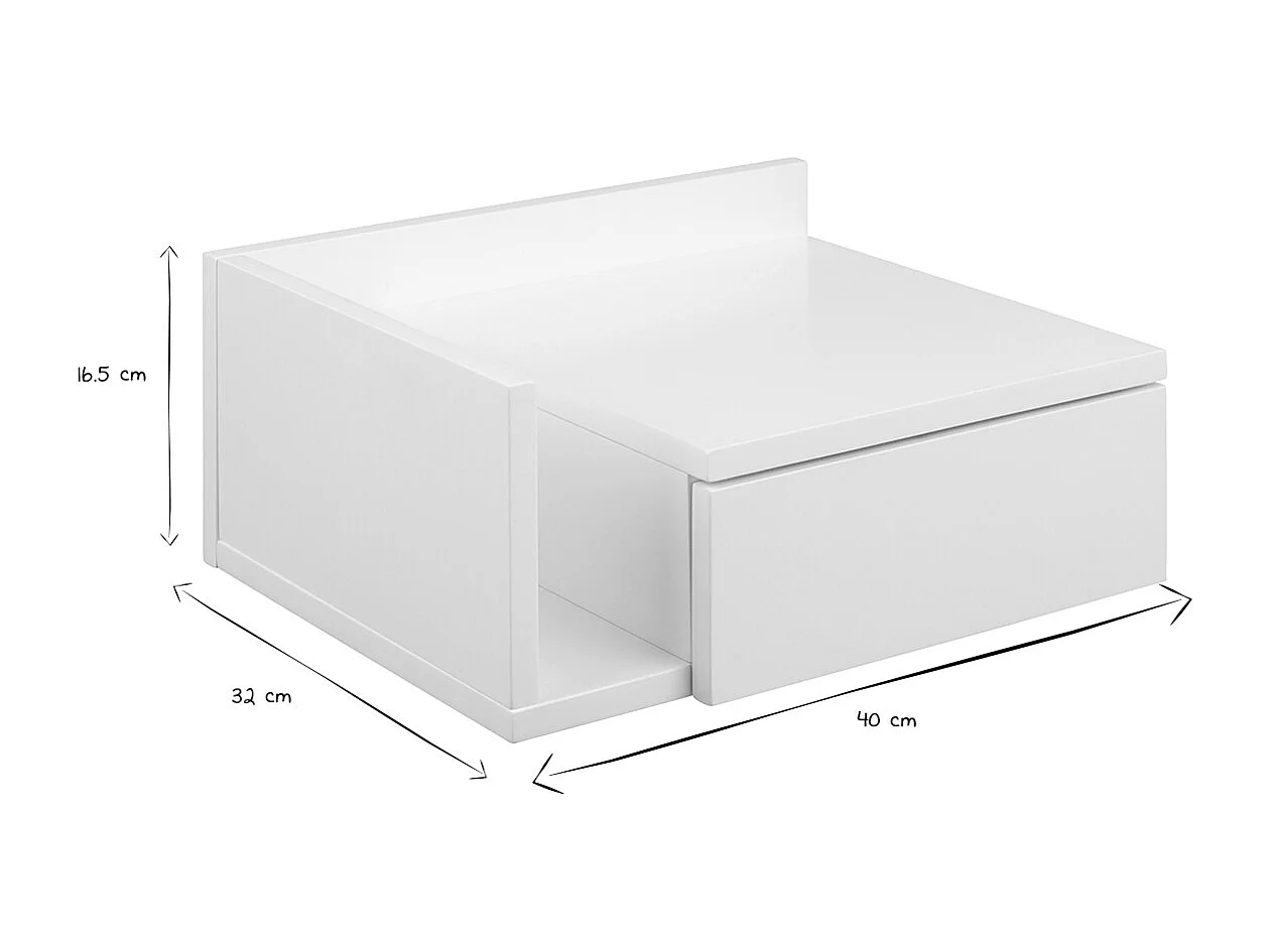 Mesilla de pared blanca con cajón NASTY