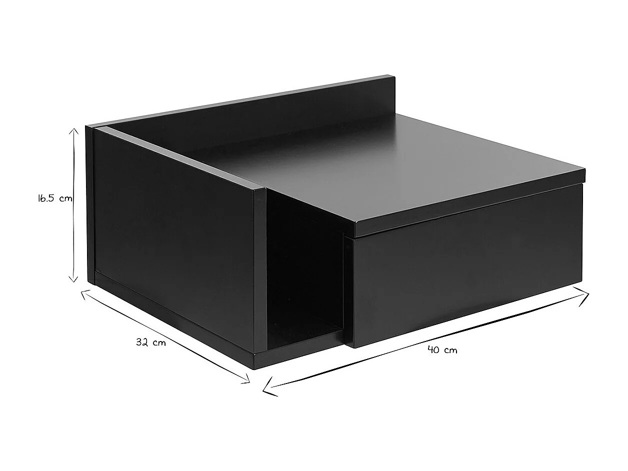 Mesilla de pared negra con cajón NASTY