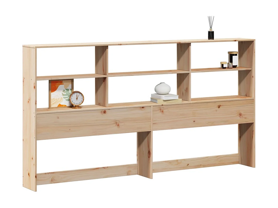 Tête de lit avec rangement 180 cm bois massif de pin