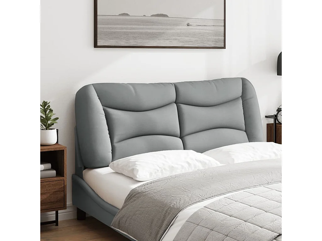 Coussin de tête de lit gris clair 120 cm tissu
