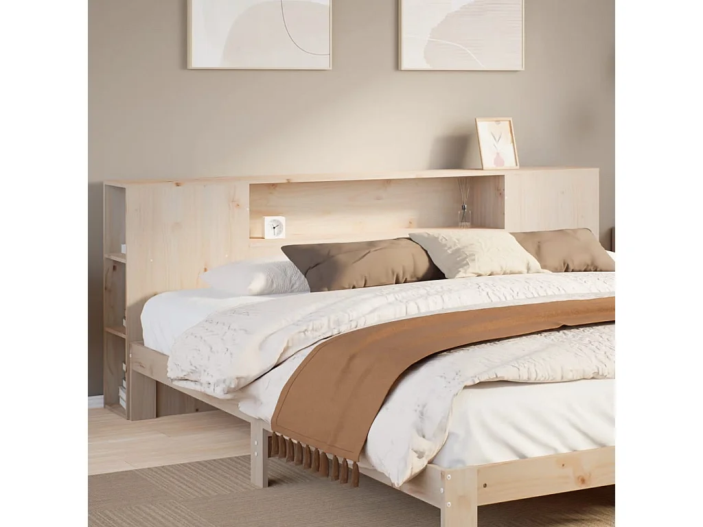 Tête de lit avec rangement 200 cm bois massif de pin