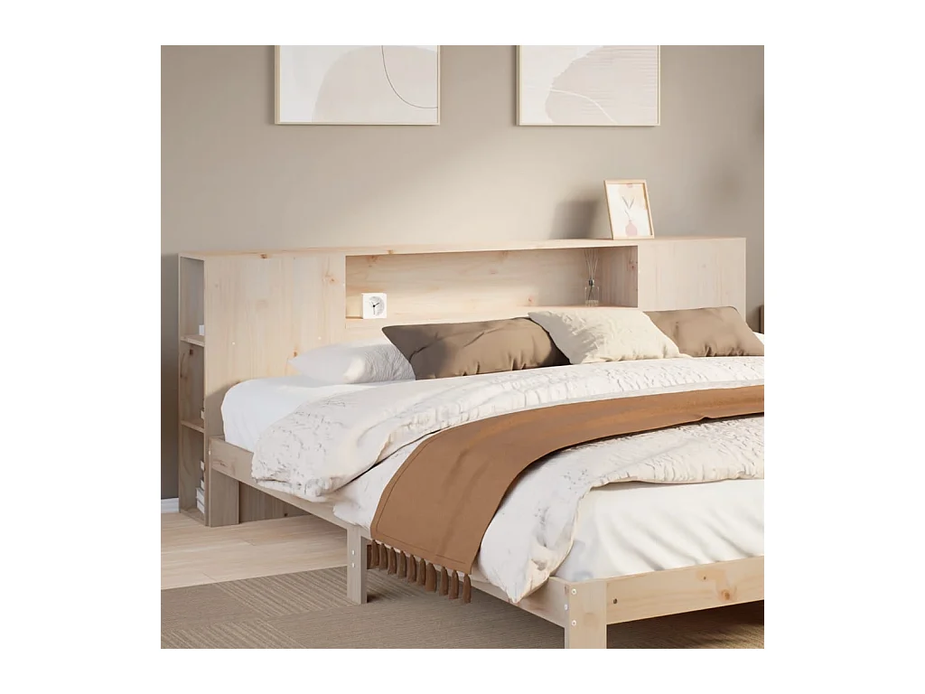Tête de lit avec rangement 200 cm bois massif de pin
