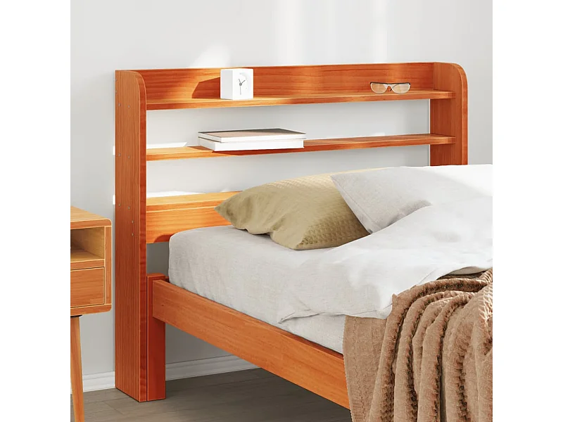 Tête de lit avec étagères marron cire 100 cm bois massif de pin