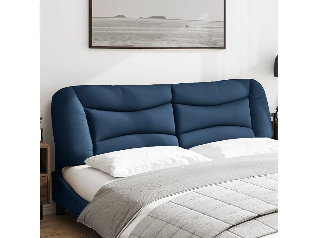 Hoofdbordkussen 180 cm stof blauw
