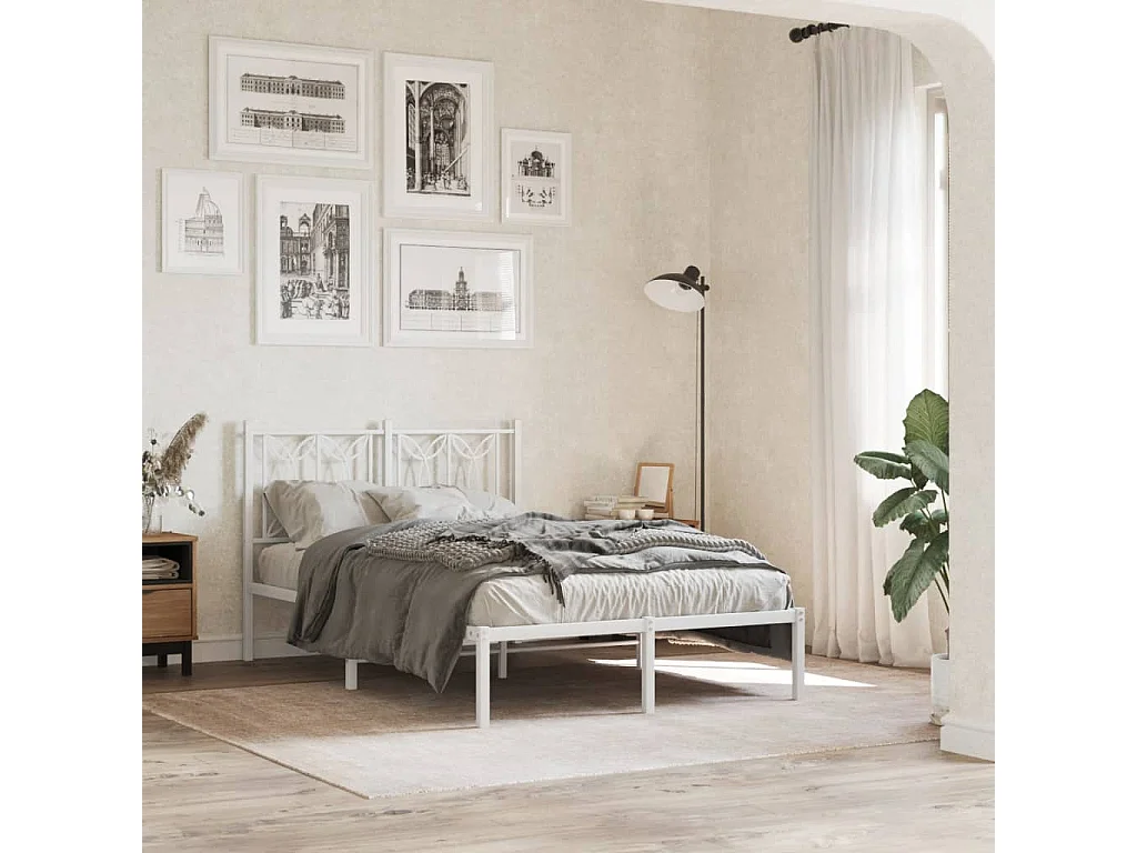 Tête de lit métal blanc 120 cm