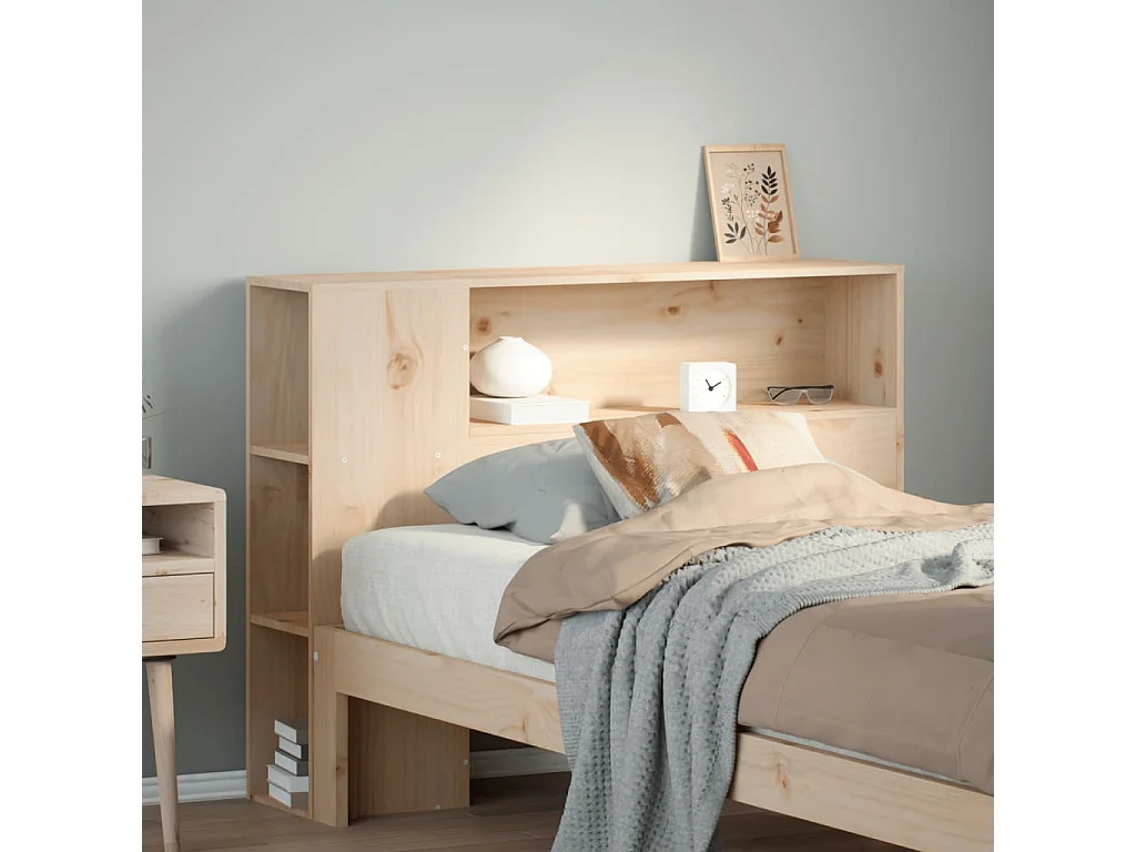 Tête de lit avec rangement 100 cm bois massif de pin