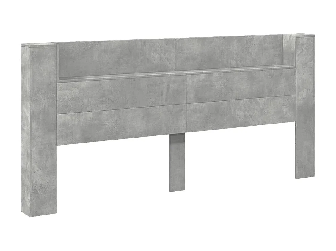 Armoire tête de lit avec LED gris béton 220x16,5x103,5 cm