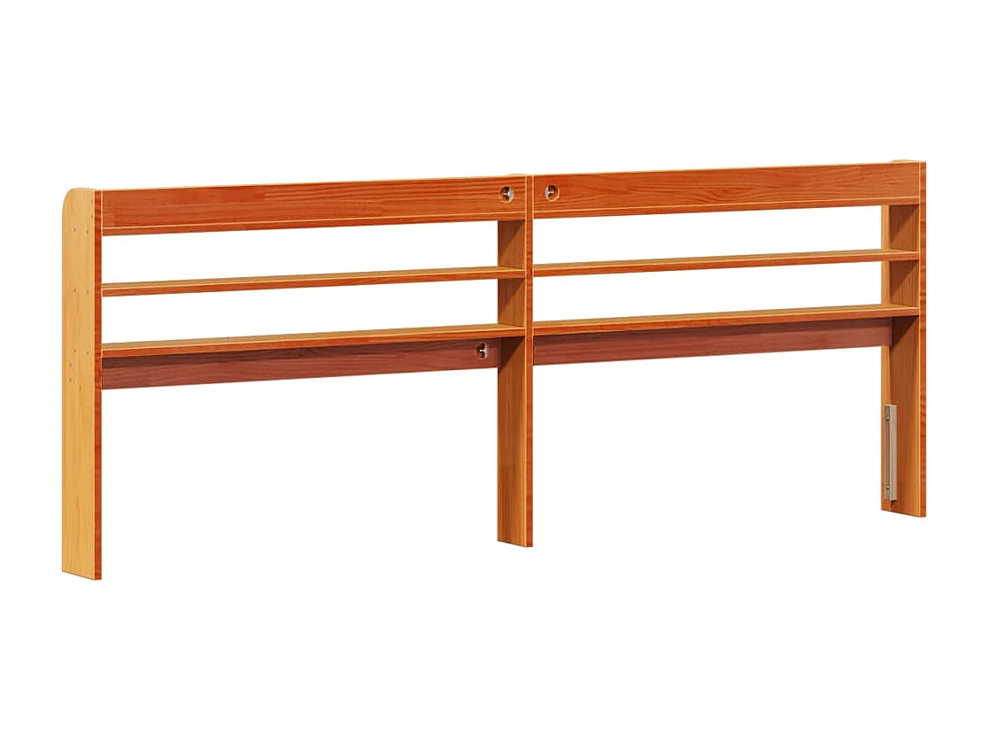 Testiera con Ripiani Marrone Cera 200 cm Legno Massello di Pino