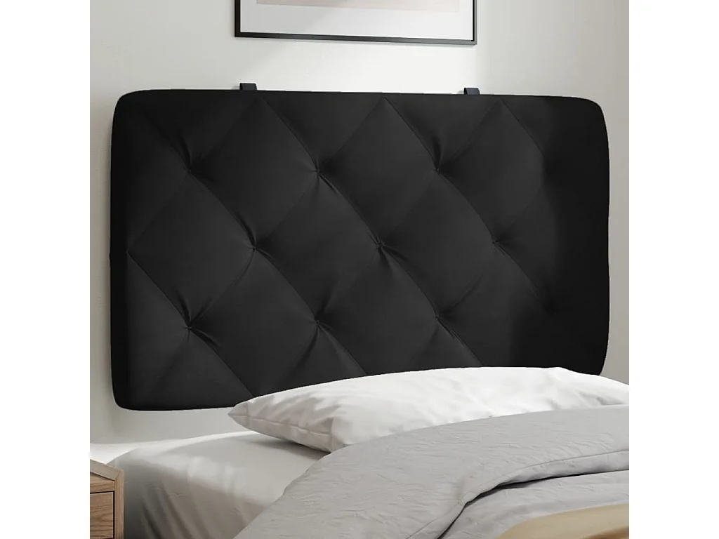 Cabecero de cama acolchado terciopelo negro 80 cm