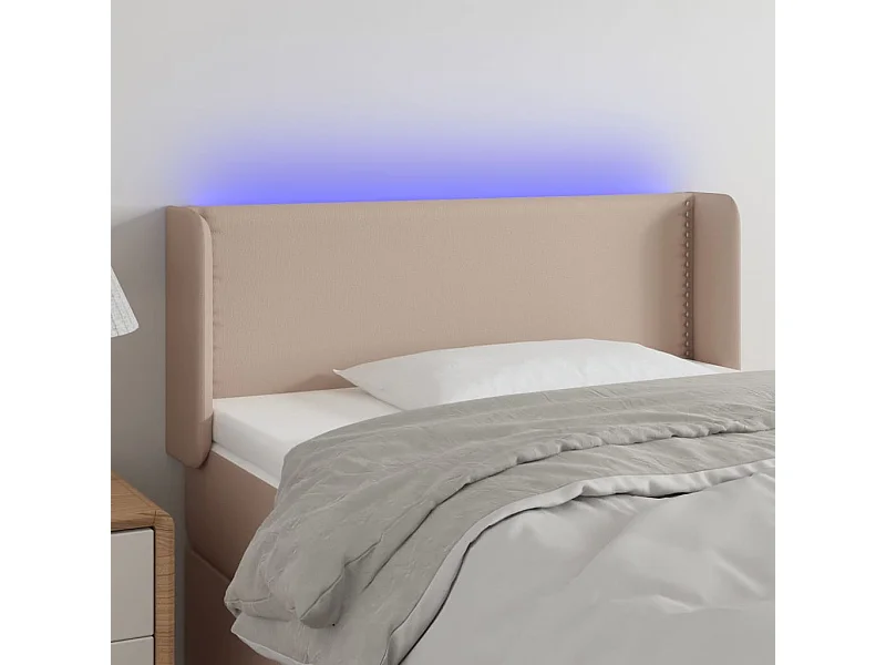 Testiera Cappuccino a LED 83x16x78/88 cm in Similpelle