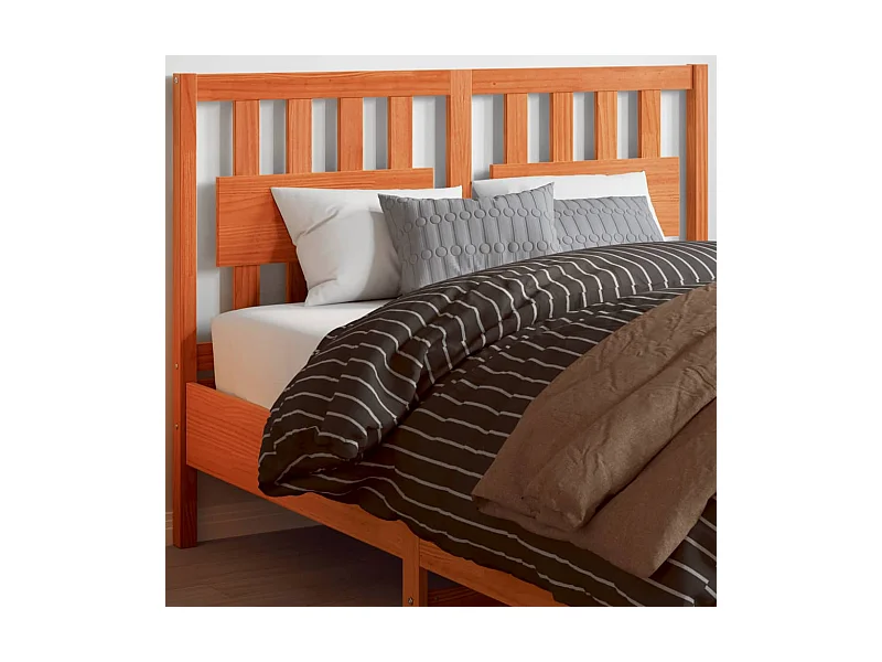 Cabecero de cama madera maciza de pino marrón cera 135 cm