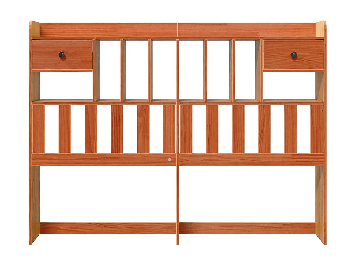 Tête de lit avec rangement cire marron 160cm bois massif de pin