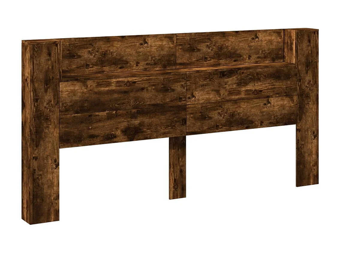 Armoire tête de lit avec LED chêne fumé 200x16,5x103,5 cm