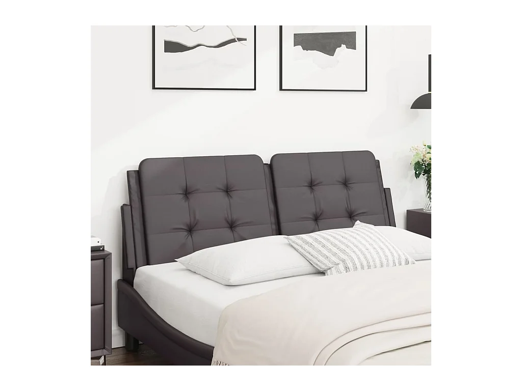 Coussin de tête de lit gris 140 cm similicuir