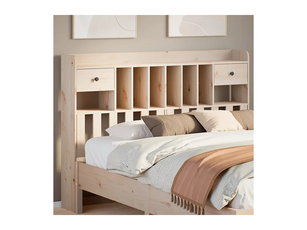 Kopfteil mit Stauraum 160 cm Massivholz Kiefer