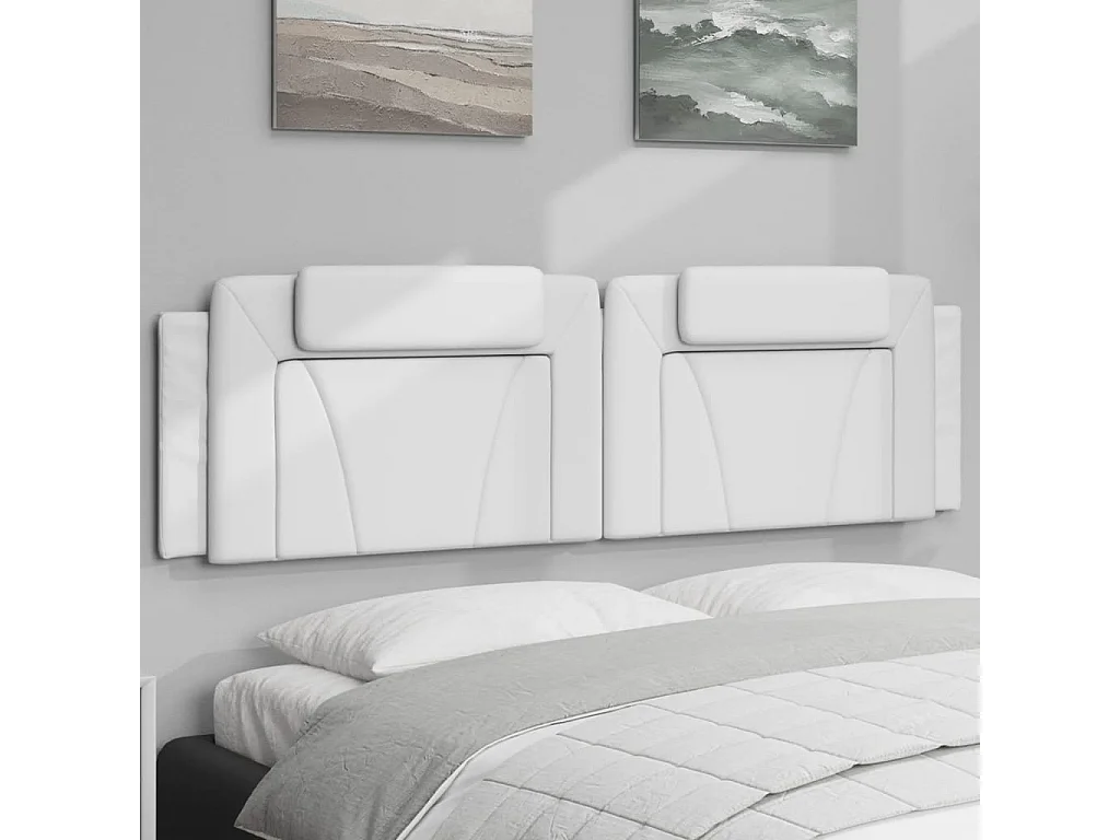 Coussin de tête de lit blanc 180 cm similicuir