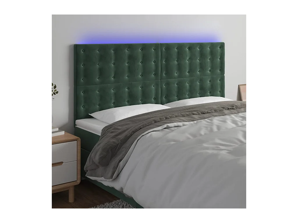 Tête de lit à LED Vert foncé 180x5x118/128 cm Velours
