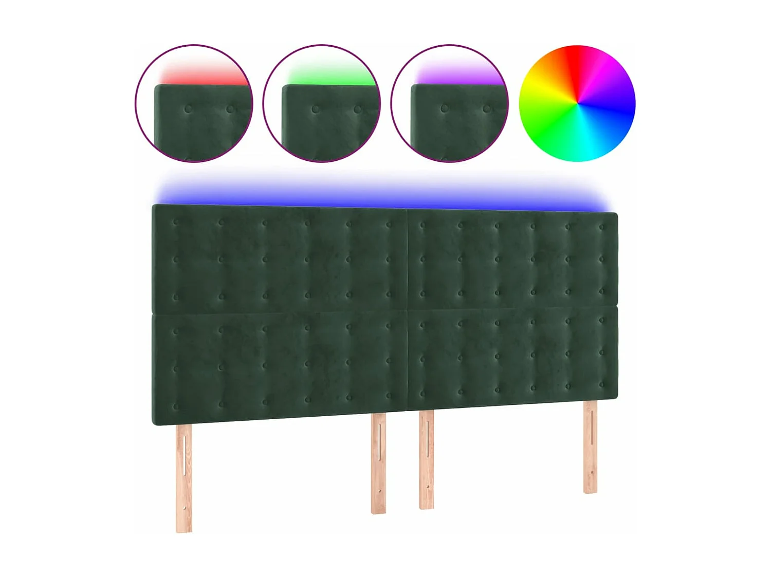 Tête de lit à LED Vert foncé 180x5x118/128 cm Velours