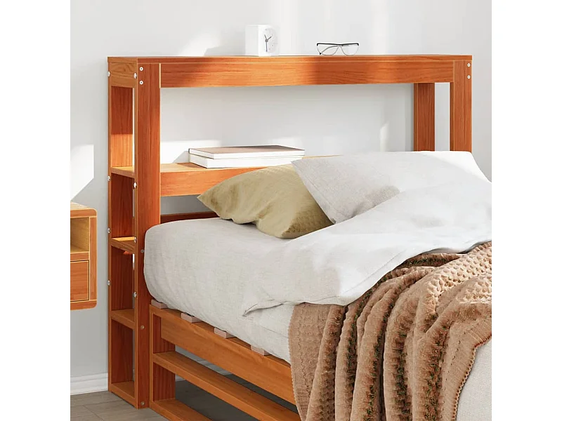 Tête de lit avec étagères marron cire 100 cm bois massif de pin